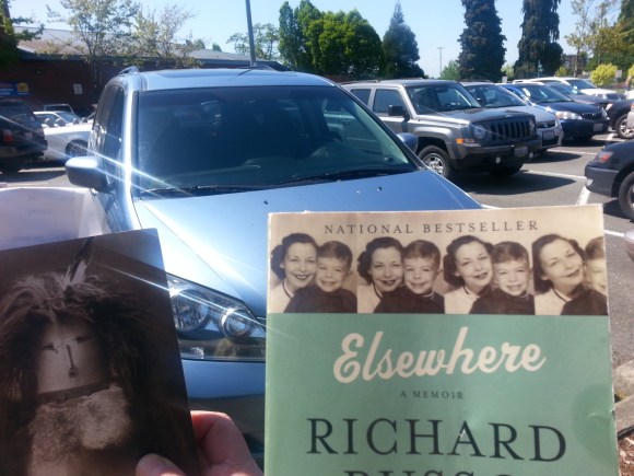 Books we picked up at Parkplace Books, with our day's chariot in the background